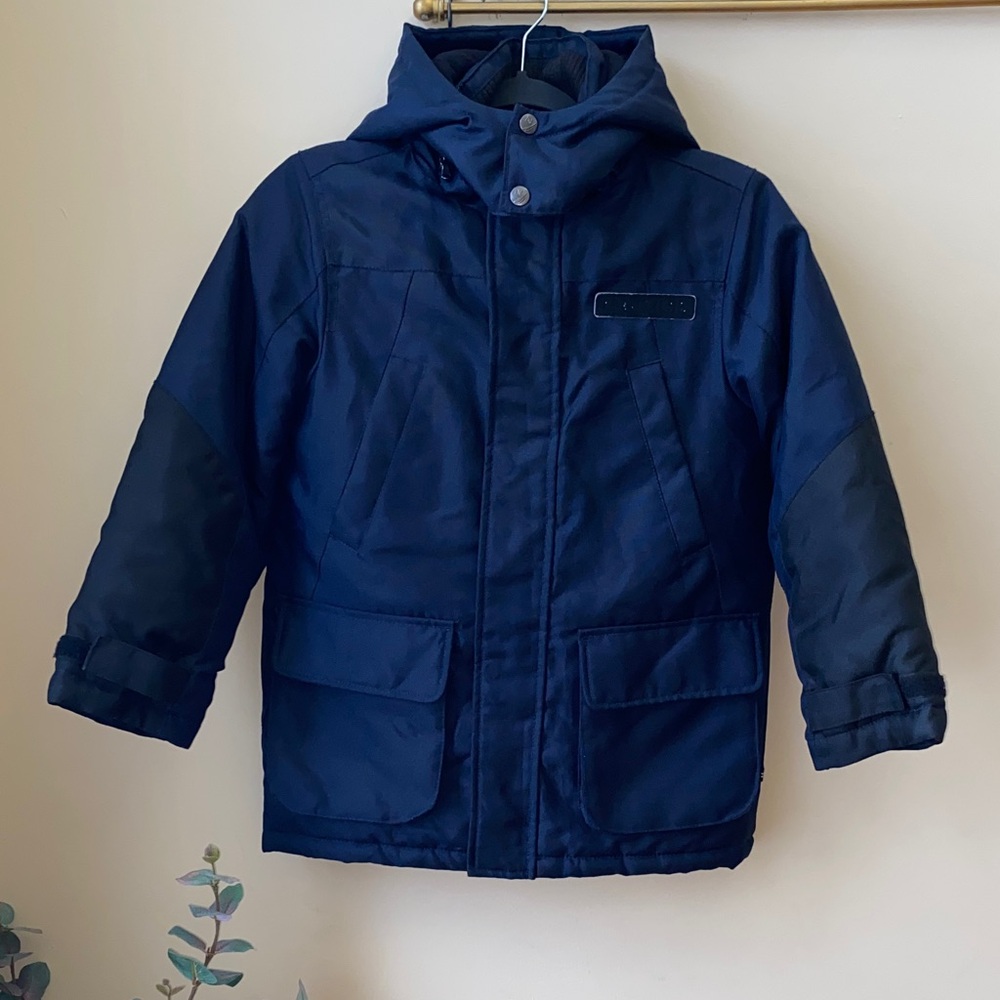 Kids Nautica Navy Blue Puffer Jacket With Hood